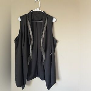 SHEIN curve love Black dress Vest with silver Fringe Accents and buttons 2XL